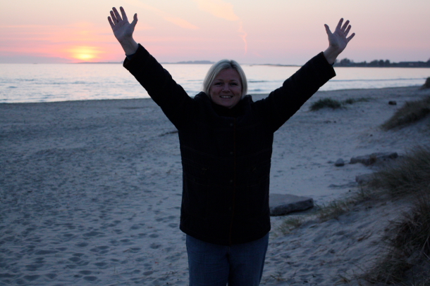 Meg på Sola-stranden, april 2009