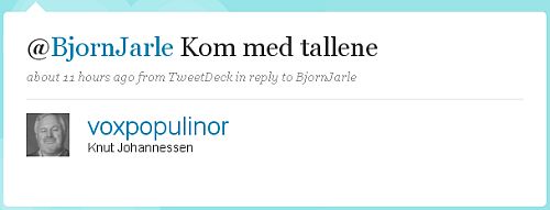 Knut Johannessen (voxpopulinor) på Twitter